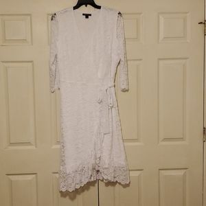 🔥🔥🔥CYBER SALE - NWT A VERY SEXY-BRIGHT WHITE LACE WRAP DRE…